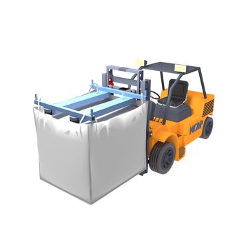 CAD drawing of fibc bulk bag lifting jib with forklift in action, providing a durable and safe way to store and move heavy loads